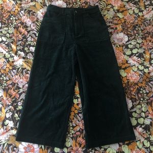 Forest Green Corduroy Wide Leg Pants / Culottes